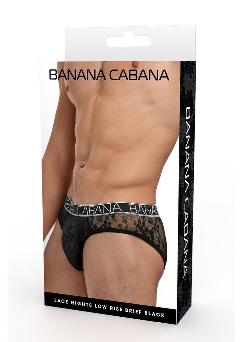 Banana Cabana Lace Nights Low Rise Brief - Black - Large/XLarge