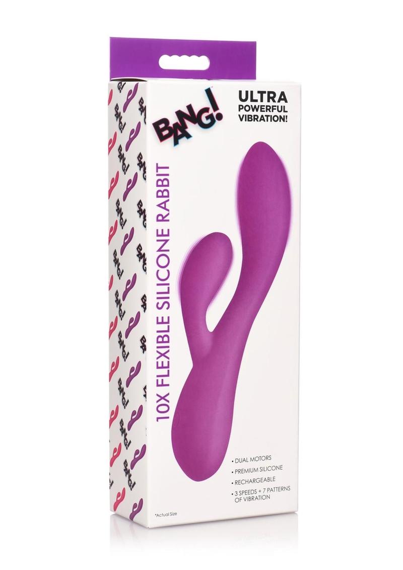 Bang! 10x Flexible Rechargeable Silicone Rabbit - Purple