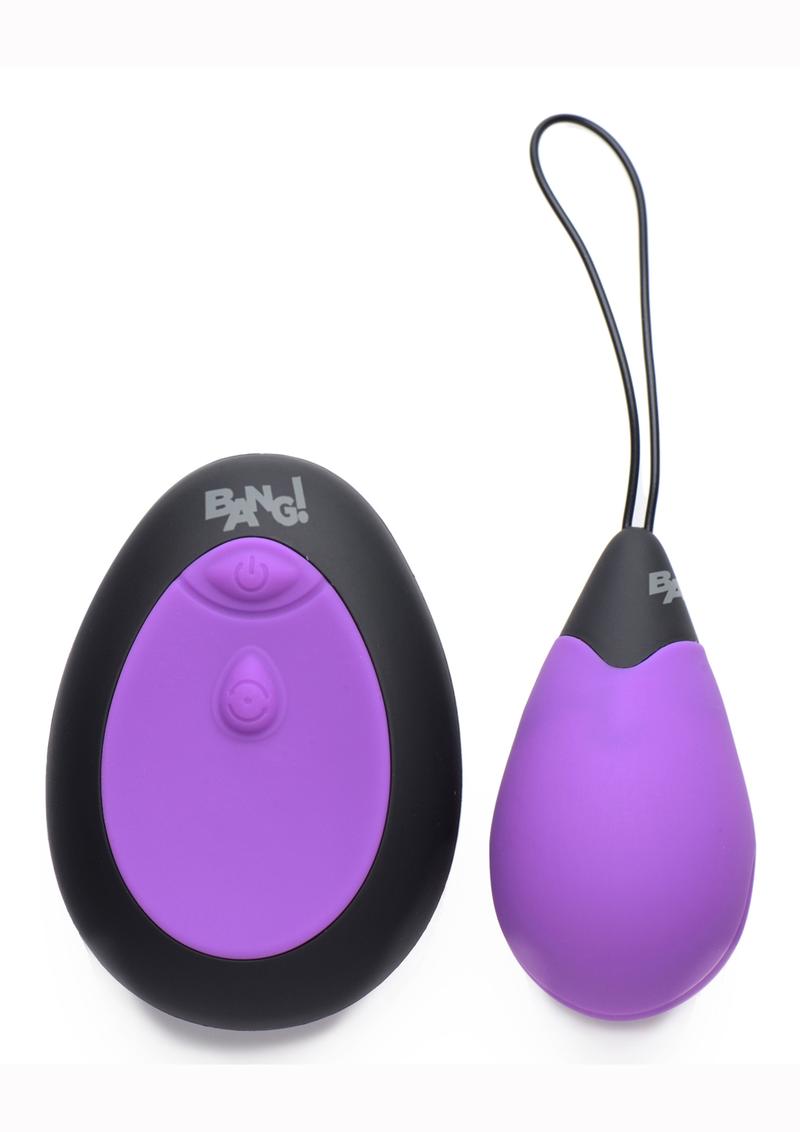 Bang! 10x Rechargeable Silicone Vibrating Egg with Remote Control - Purple