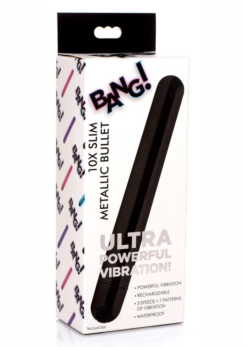 Bang! 10x Slim Metallic Rechargeable Bullet - Black