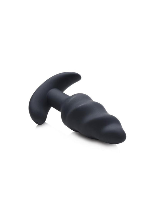 Bang! 21x Vibrating Silicone Rechargeable Swirl Butt Plug with Remote Control - Black