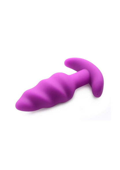 Bang! 21x Vibrating Silicone Rechargeable Swirl Butt Plug with Remote Control - Purple