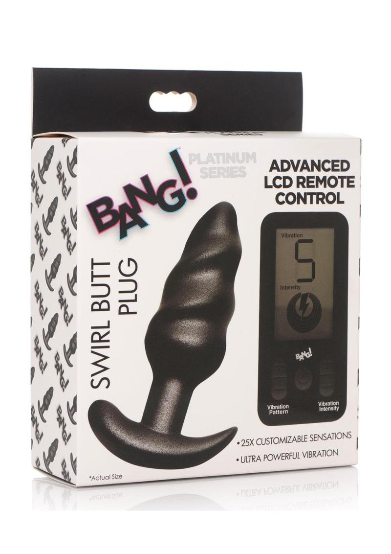 Bang 25x Rechargeable Silicone Swirl Anal Plug with Remote Control