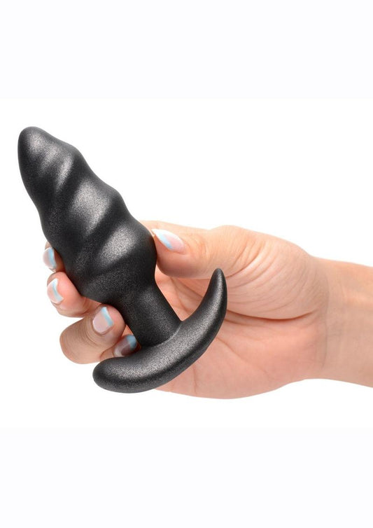 Bang 25x Rechargeable Silicone Swirl Anal Plug with Remote Control - Black