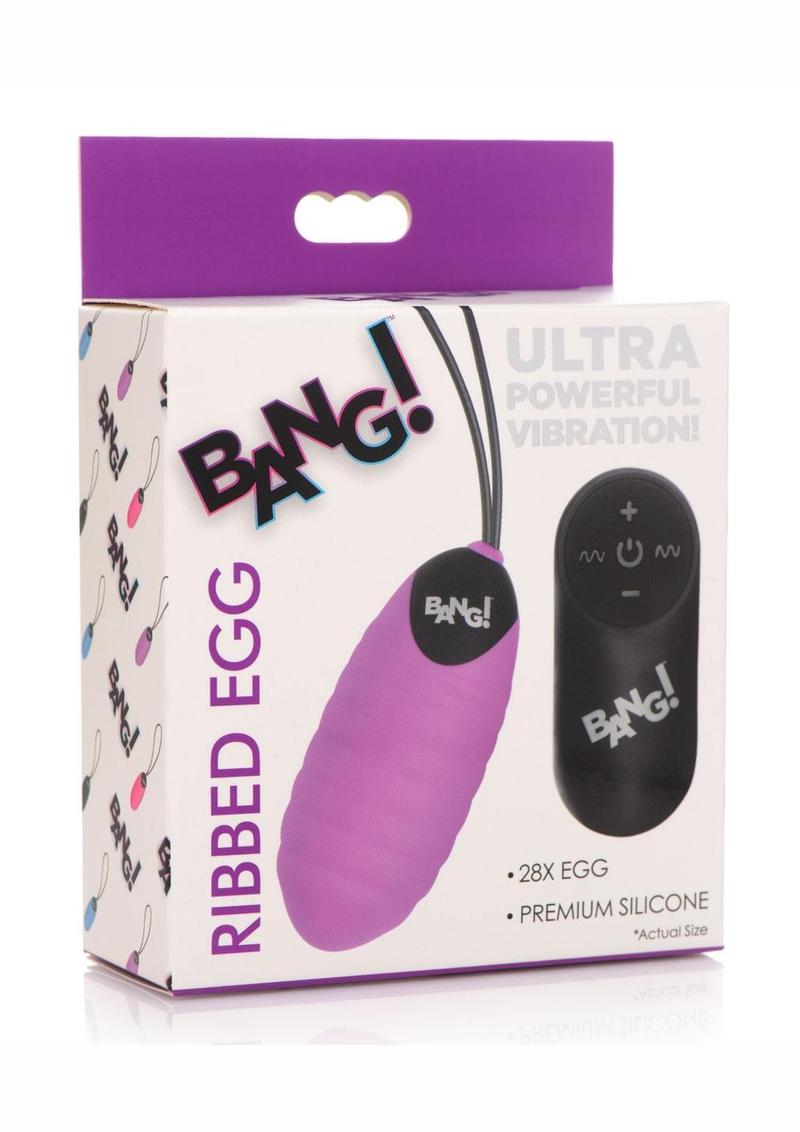 Bang! 28x Ribbed Rechargeable Silicone Egg with Remote Control