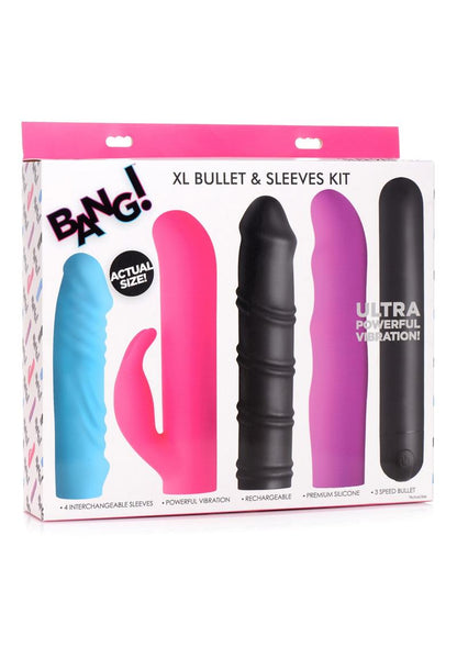 Bang! 4-In-1 XL Silicone Rechargeable Bullet Vibrator and Sleeve Kit