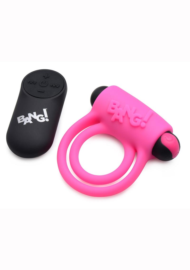 Bang! Silicone Rechargeable Cock Ring and Bullet with Remote Control