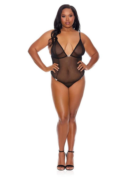 Barely Bare Crotchless Mesh Teddy