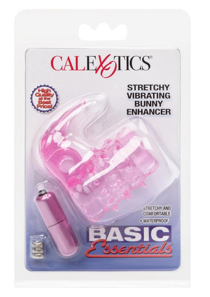 Basic Essentials Stretchy Vibrating Bunny Enhancer Cock Ring with Clitoral Stimulation