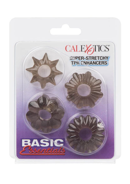 Basic Essentials Super Stretchy Enhancer Cock Rings - Assorted Colors/Smoke