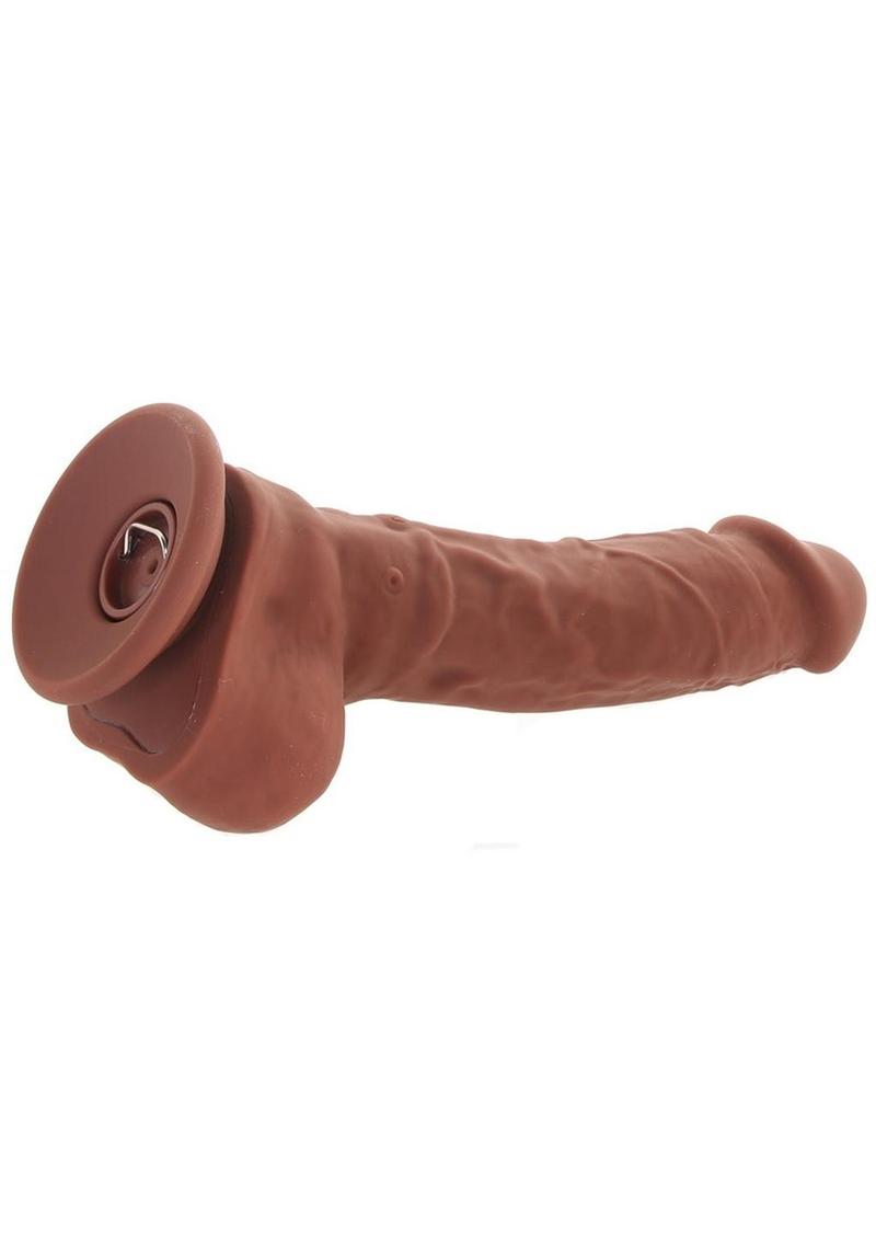 Big Shot Rechargeable Silicone Vibrating Squirting Dong with Balls - Chocolate - 8in