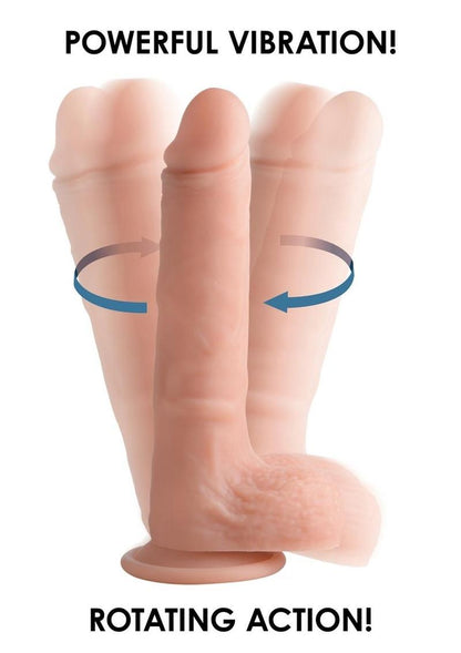 Big Shot Silicone Vibrating and Twirling Remote Control Rechargeable Dildo with Balls - Vanilla - 9in