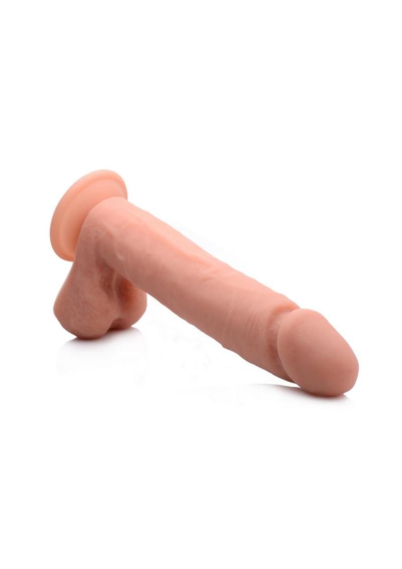 Big Shot Silicone Vibrating Remote Control Rechargeable Dildo with Balls - Vanilla - 10in