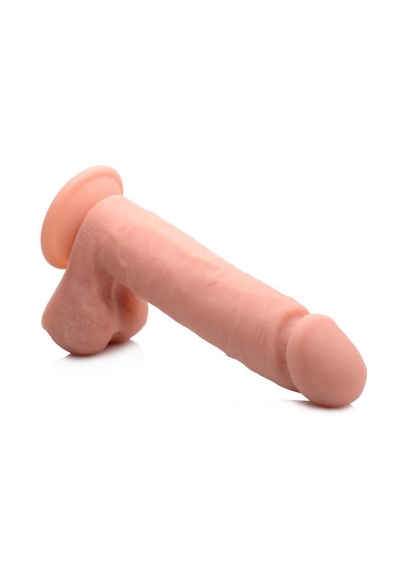 Big Shot Silicone Vibrating Remote Control Rechargeable Dildo with Balls - Vanilla - 9in