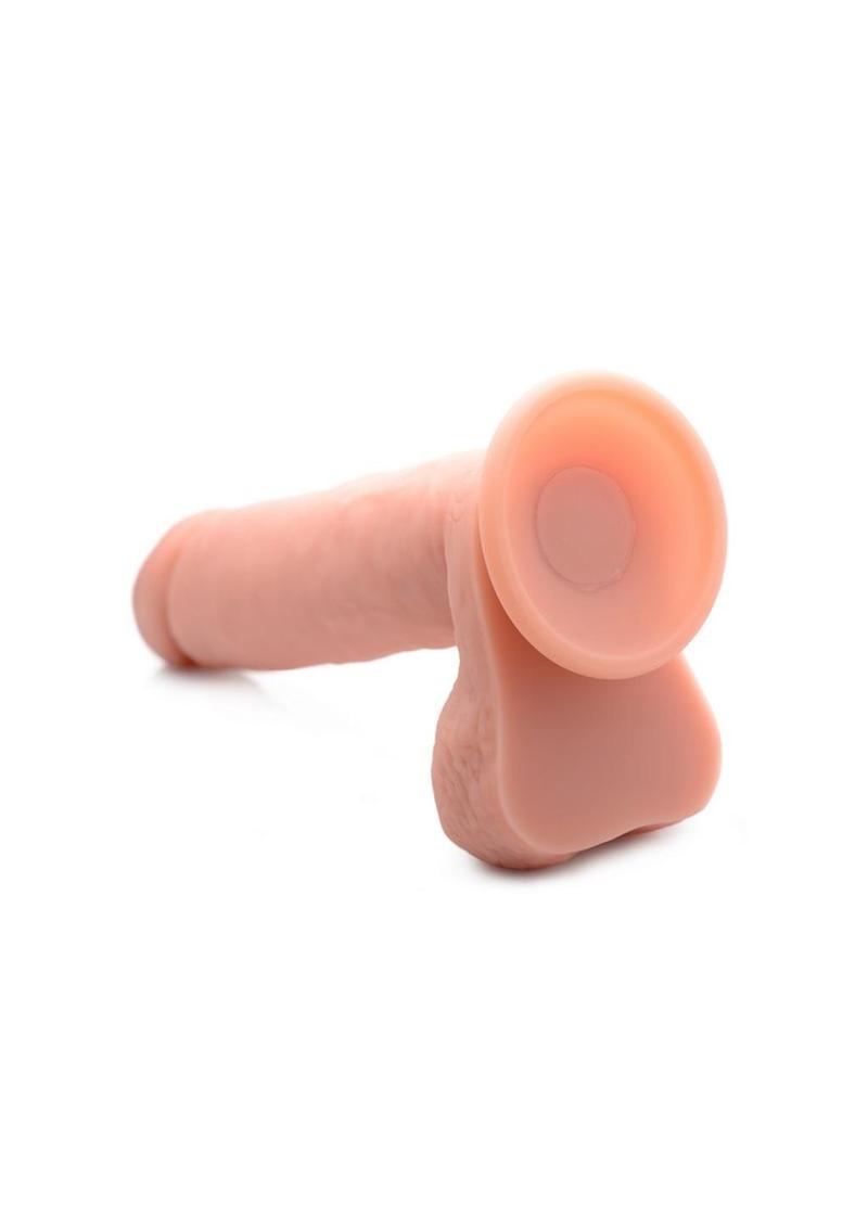 Big Shot Silicone Vibrating Remote Control Rechargeable Dildo with Balls - Vanilla - 9in