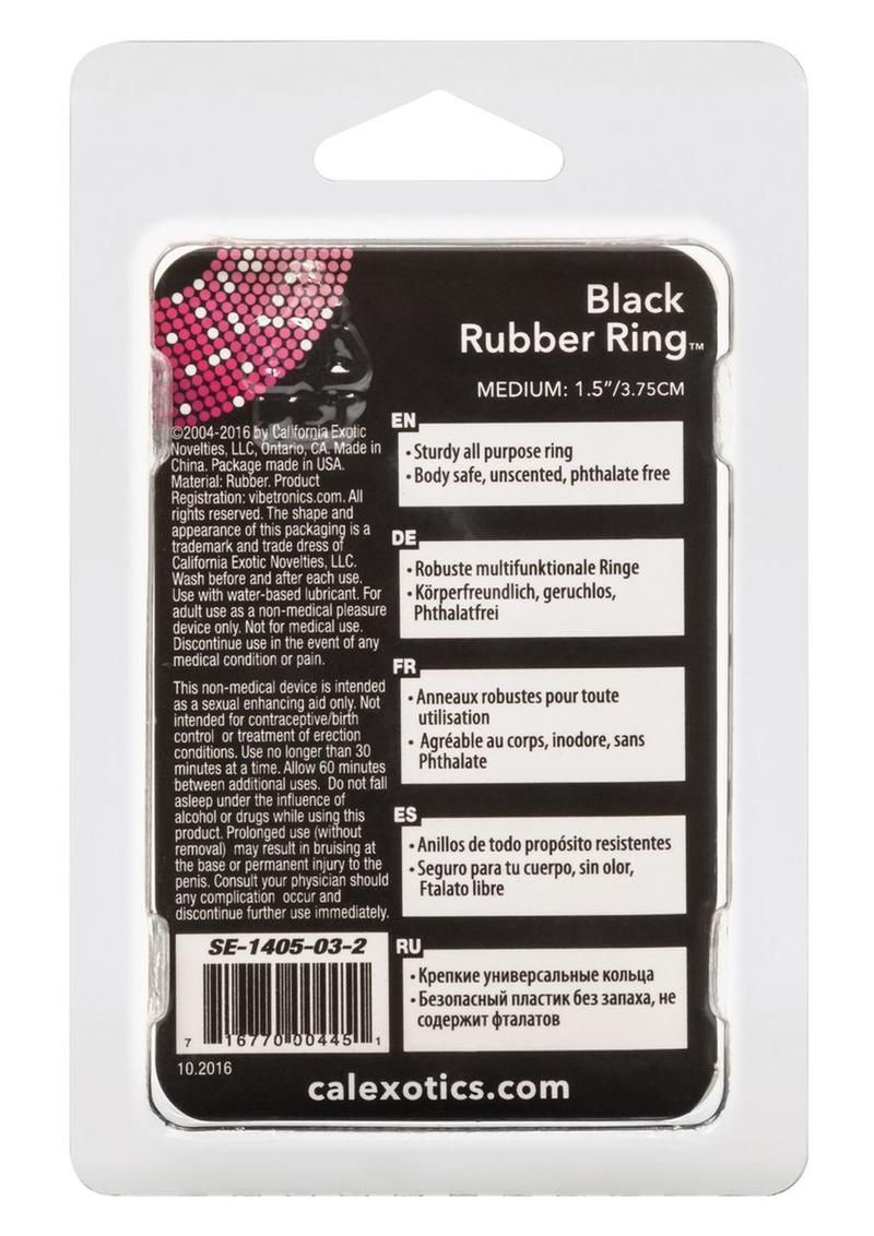 Black Rubber Cock Ring - Black - Medium