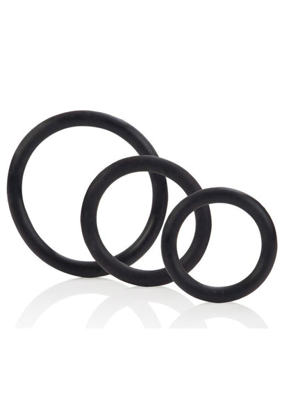 Black Rubber Cock Rings - Black - 3 Piece Set