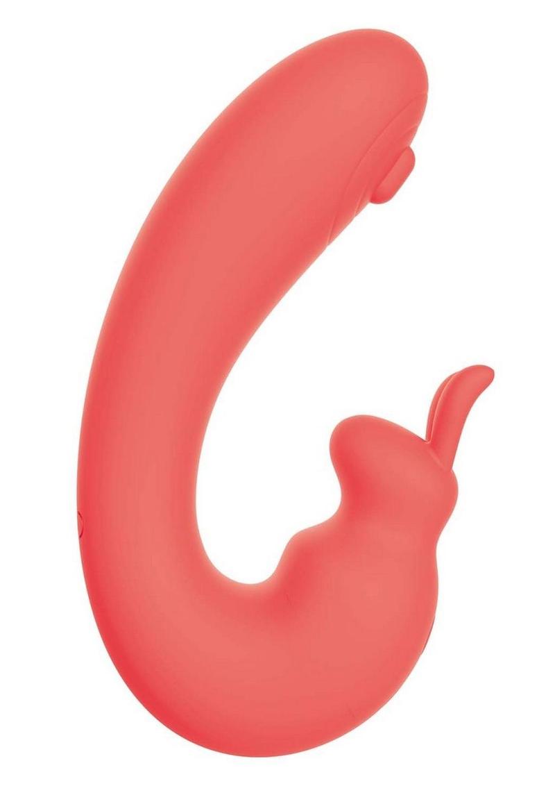 Blaze Bunny Thumper Rechargeable Silicone Vibrator - Coral/Orange