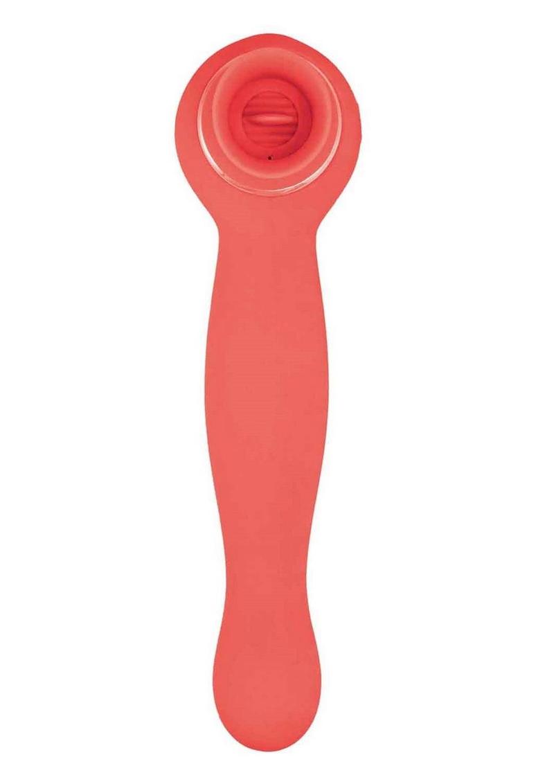 Blaze Luscious Licker Rechargeable Silicone Dual End Vibrator - Coral/Pink