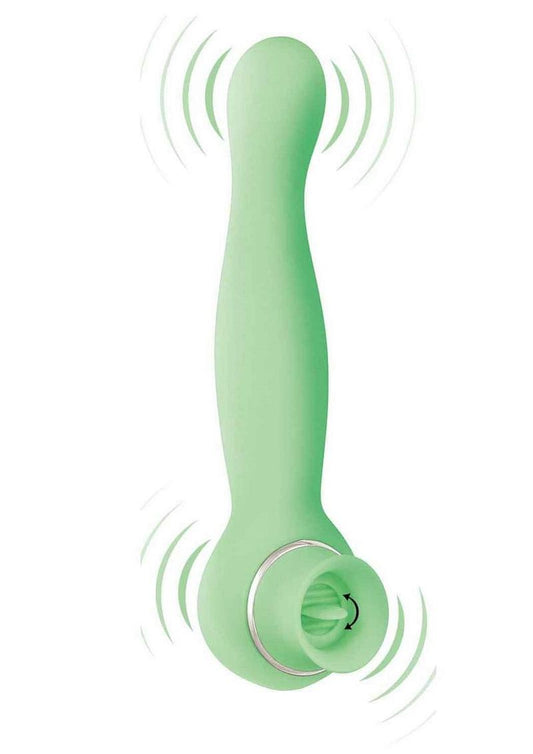 Blaze Luscious Licker Rechargeable Silicone Dual End Vibrator - Green/Mint