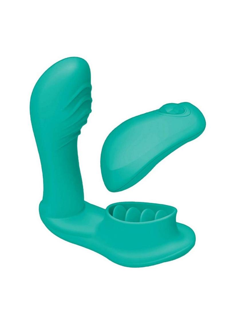 Blaze Remote Control Satisfier Rechargeable Silicone Mini Vibrator - Aqua