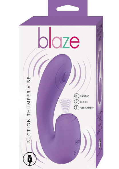 Blaze Suction Thumper Rechargeable Silicone Vibrator Clitoral Stimulator - Lavender/Purple