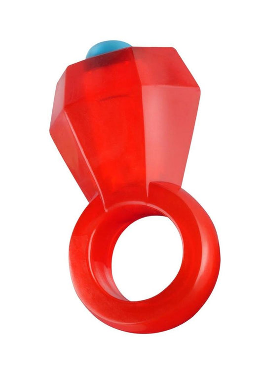 Bling Pop Vibarting Cock Ring - Red