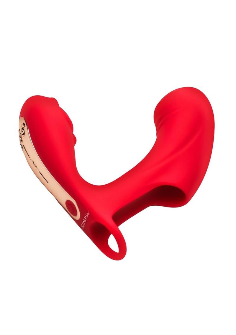 Bloomgasm Rose Touch Pulsing Rechargeable Silicone Finger Vibrator - Red