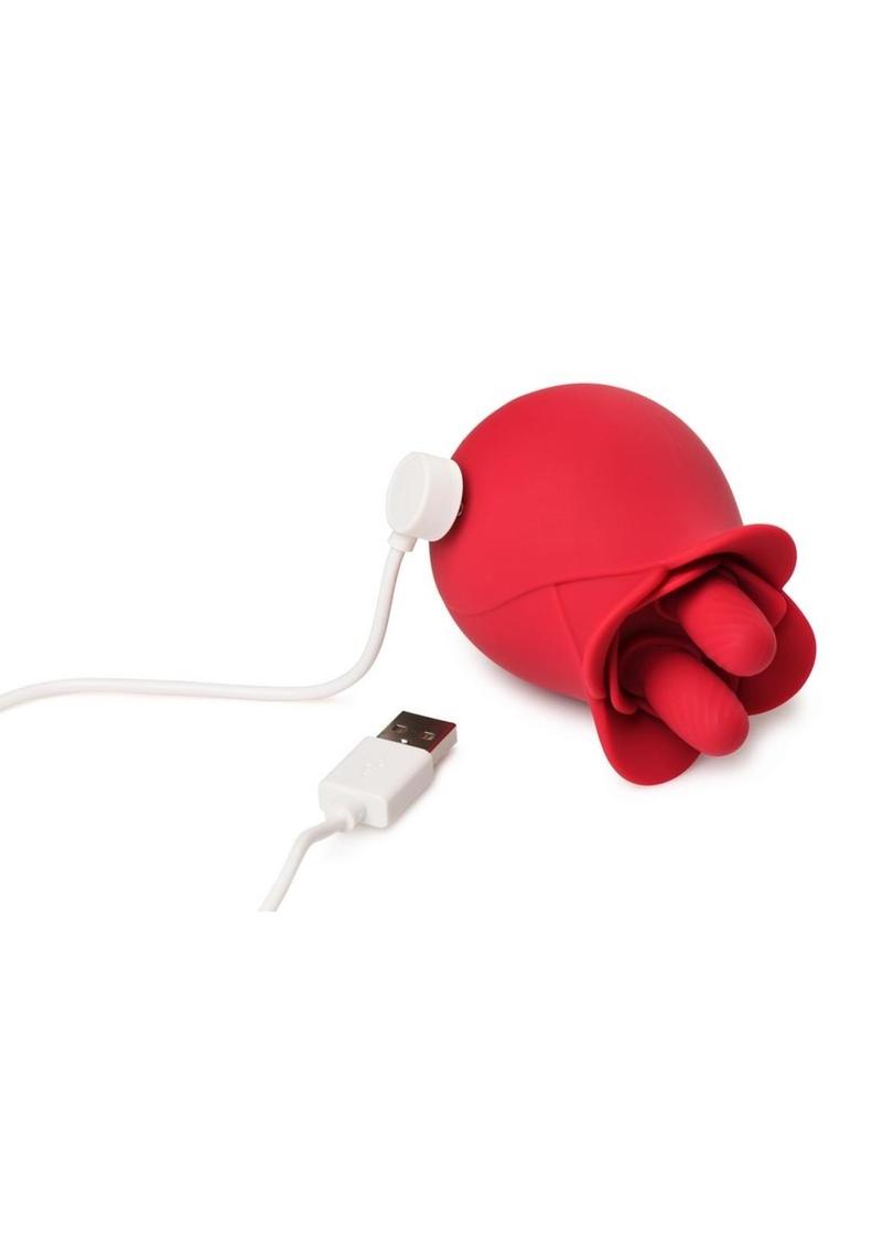 Bloomgasm The Rose Fondle 10x Silicone Rechargeable Massaging Rose Clit Stimulator - Red