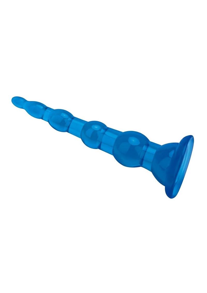 Blue Line Anal Beads with Suction Cup - Blue - 6.75in