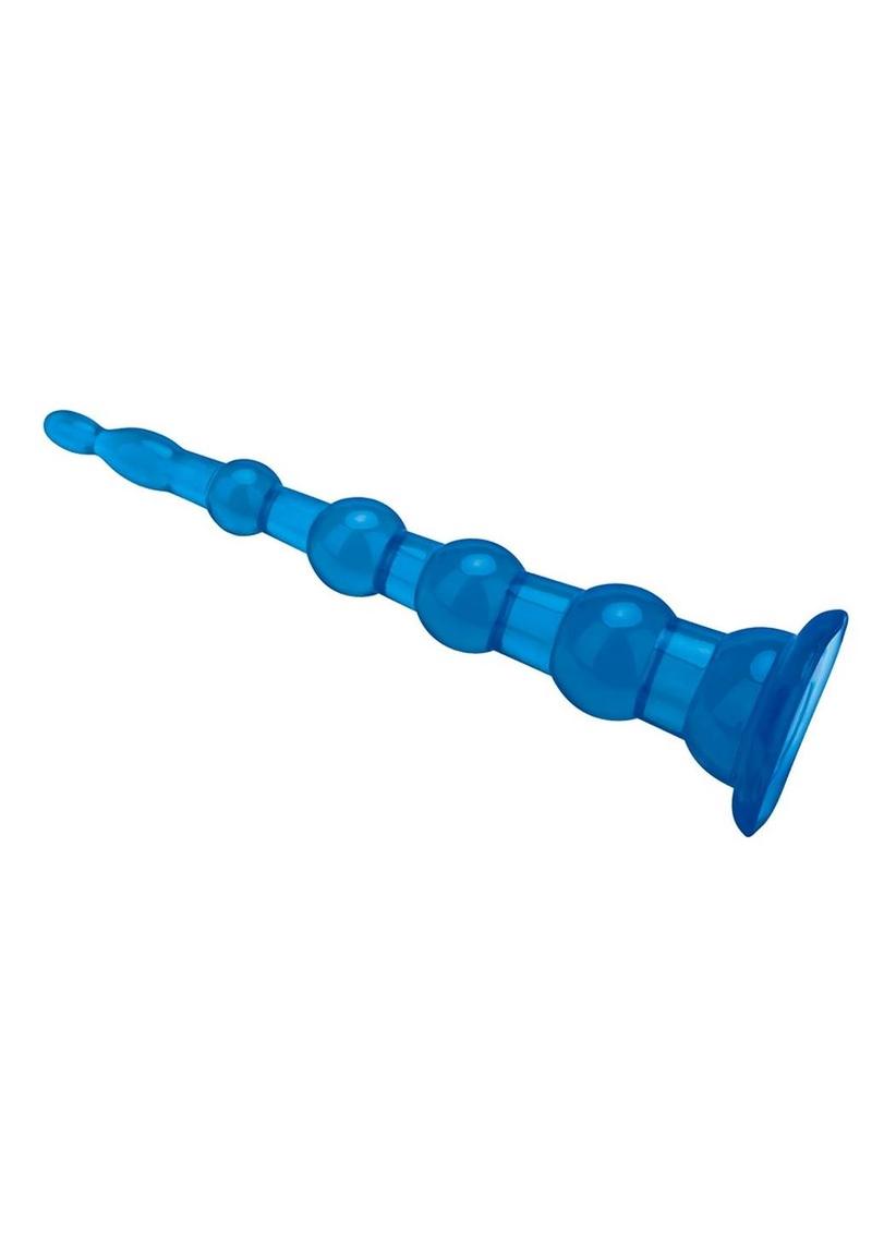 Blue Line Anal Beads with Suction Cup - Blue - 8.5in