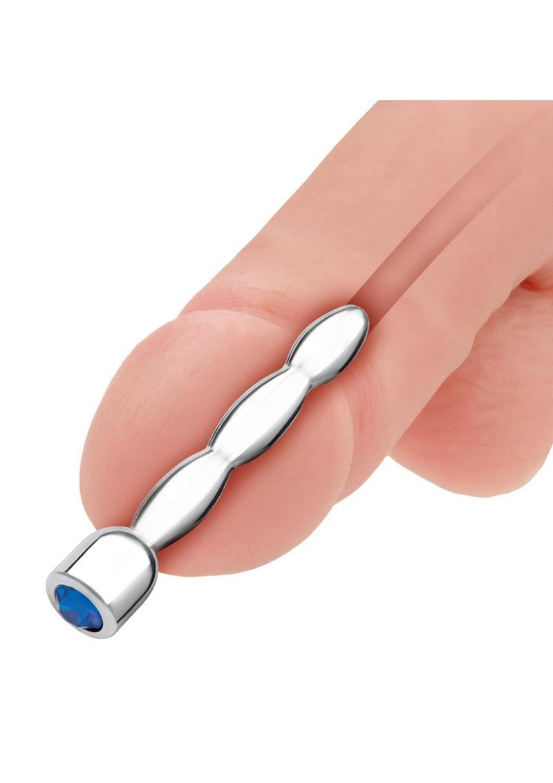 Blue Line Bling Bling Wavy Penis Plug 2in - Stainless - Steel