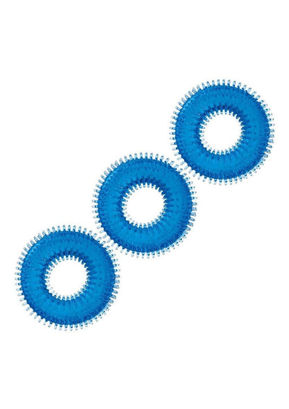 Blue Line Ultra-Slim Stretch Cock Rings - Blue - 3 Pack