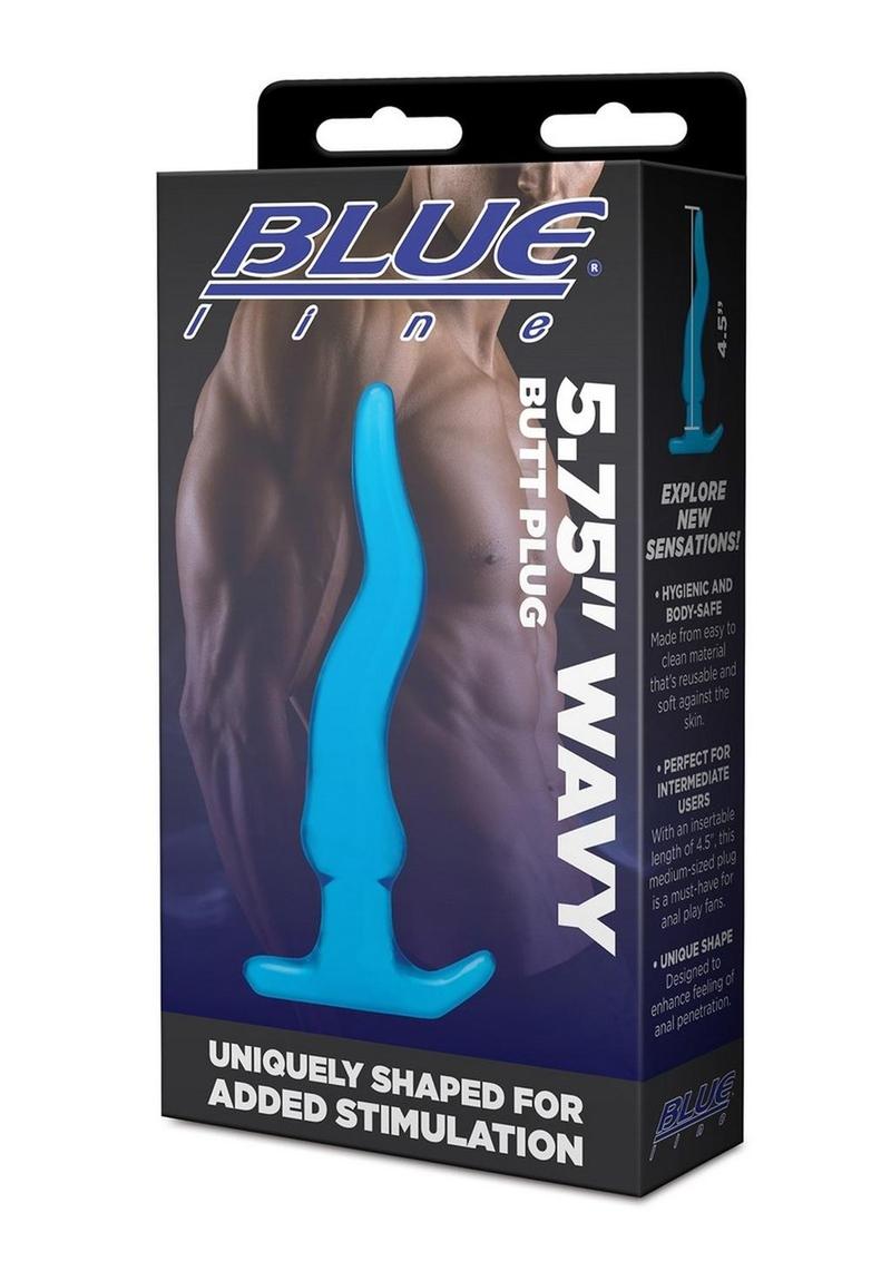 Blue Line Wavy Butt Plug - Blue