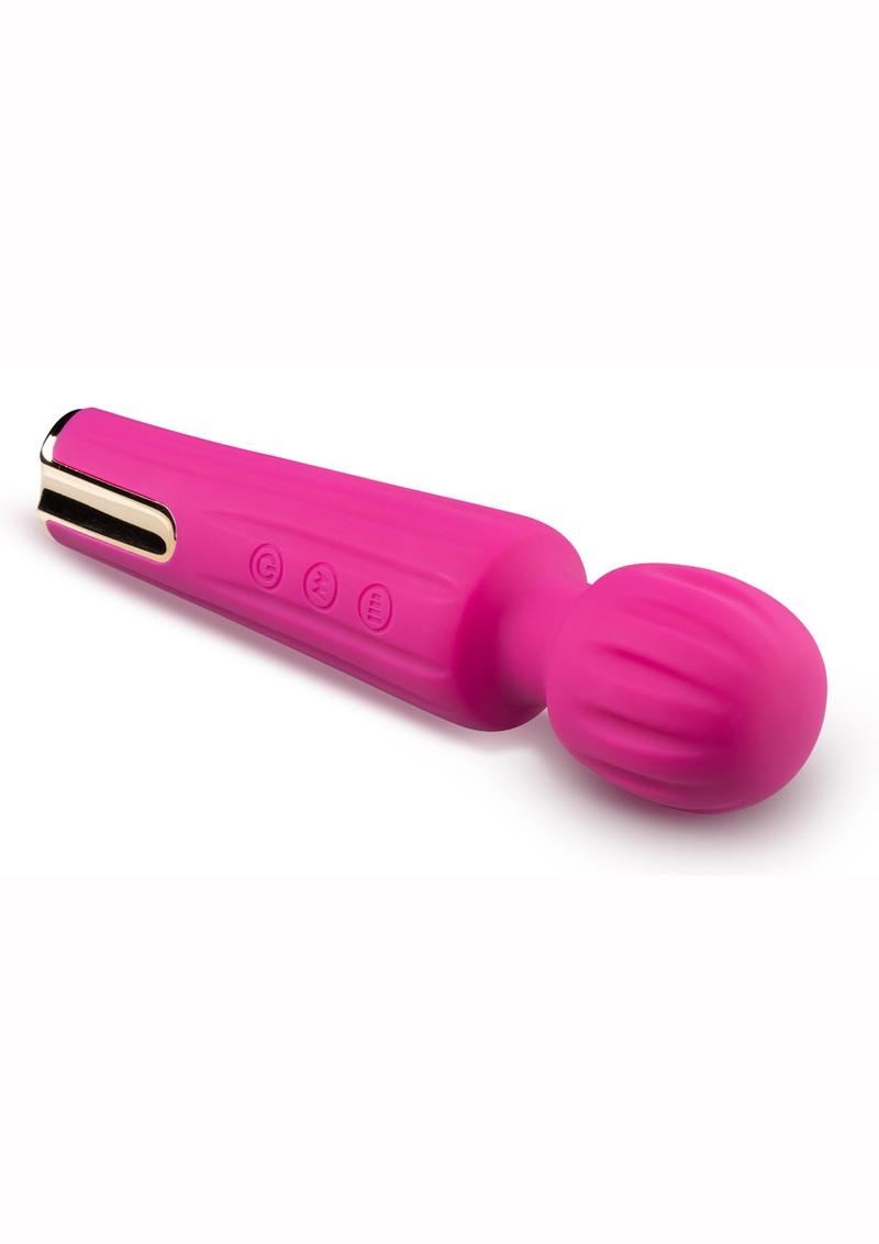 Lush Allana Velvet Rechargeable Silicone Wand Vibrator - Magenta/Purple/Rose Gold