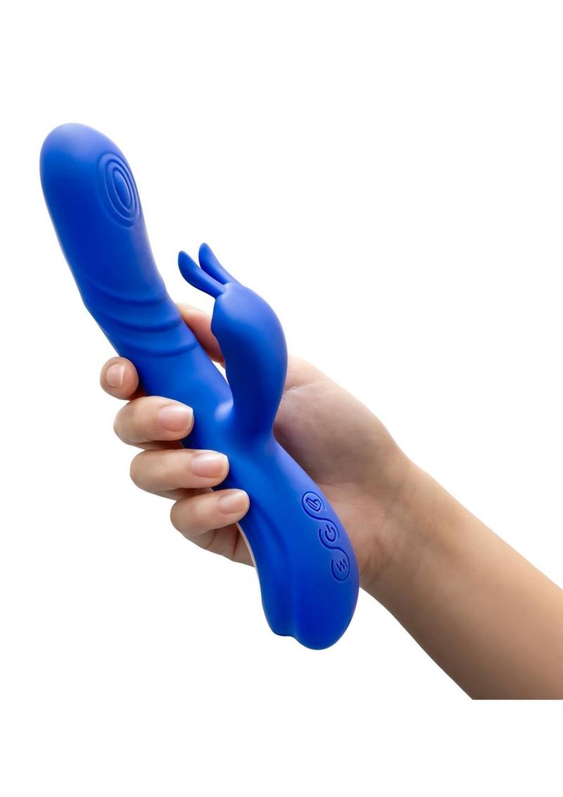 Blush Collection Harper Rechargeable Silicone Rabbit Vibrator - Blue/Midnight Blue