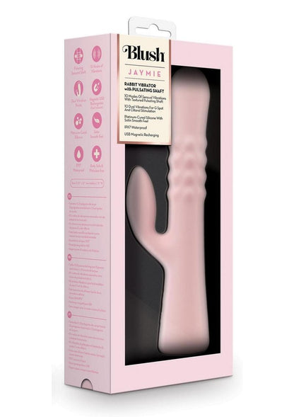 Blush Jaymie Rechargeable Silicone Rabbit Vibrator - Pink