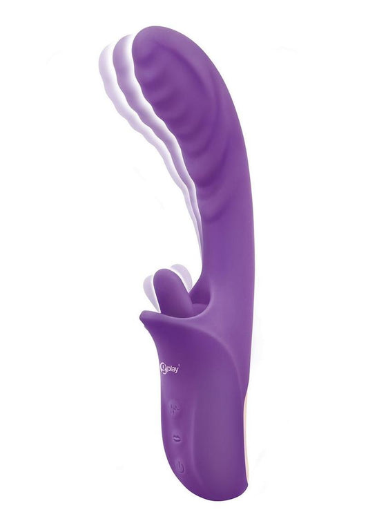 Bodywand G-Play Rechargeable Silicone Dual Stim Lick Me Out G-Spot Squirt Trainer Vibrator with Clitoral Stimulator - Purple