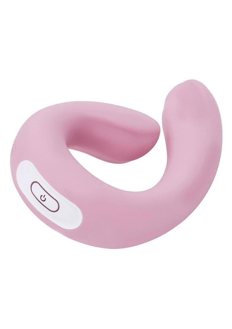 Bodywand Id Swirl Rechargeable Silicone Vibrator with Clitoral Stimulator - Pink