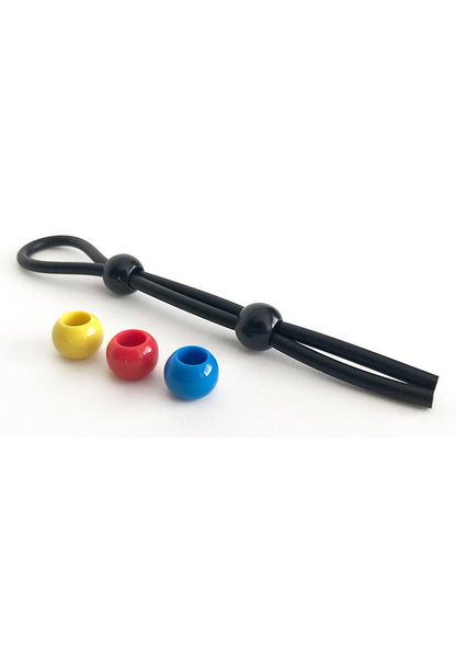 Boneyard Double Slide Cock Leash 3x Stretch Silicone - Black/Multicolor