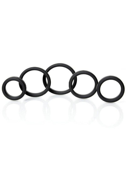 Boneyard Silicone Ring Cock Rings Full Range Kit - Black - 5 Piece Kit