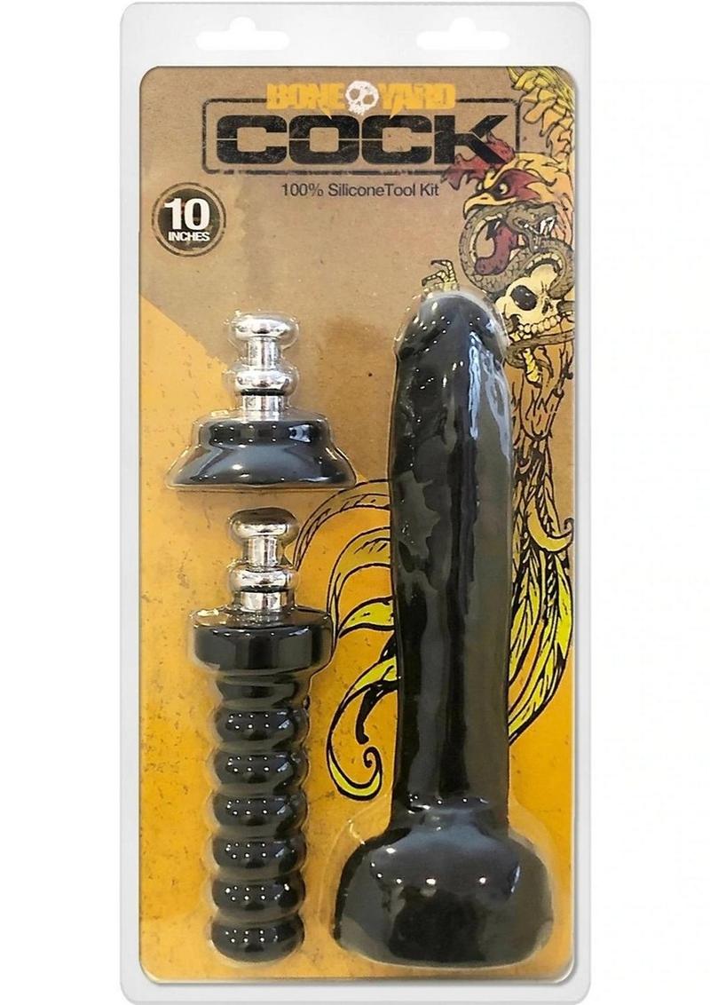 Boneyard Silicone Tool Kit Dildo with Balls 10in with Attachments