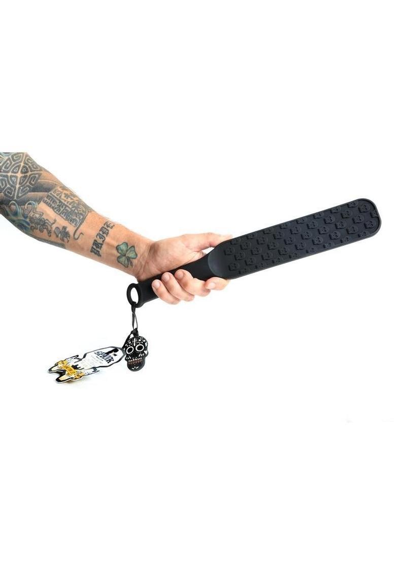 Boneyard The Spank Silicone Skull Textured Paddle - Black - 14.75in