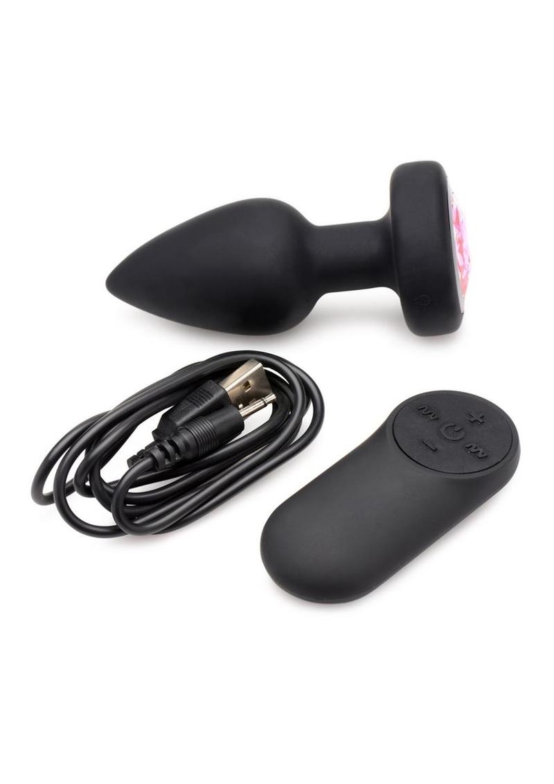 Booty Sparks 28x Rechargeable Silicone Vibrating Gem Anal Plug with Remote Control