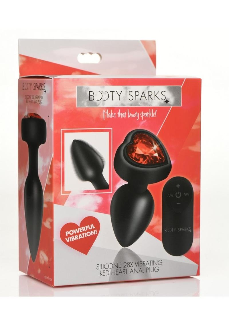 Booty Sparks 28x Rechargeable Silicone Vibrating Heart Anal Plug with Remote Control