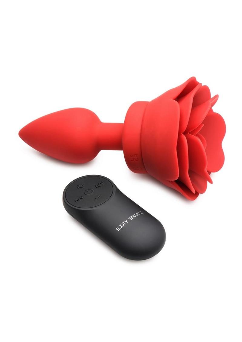 Booty Sparks 28x Rechargeable Silicone Vibrating Rose Anal Plug with Remote Control