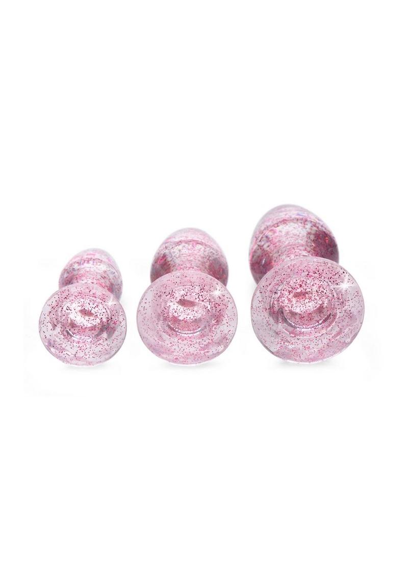 Booty Sparks Glitter Gem Anal Plug - Pink - Large/Medium/Small - 3pc/Set