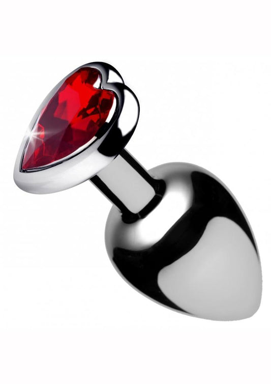 Booty Sparks Heart Gem Small Anal Plug - Metal/Red - Small