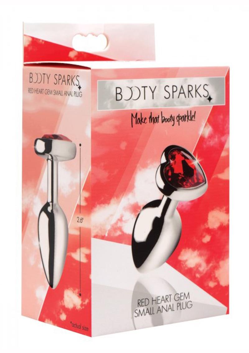 Booty Sparks Heart Gem Small Anal Plug - Metal/Red - Small