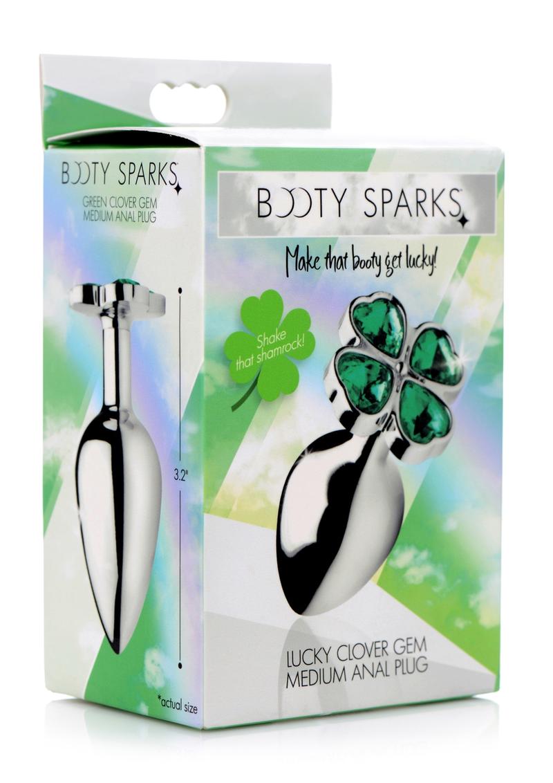 Booty Sparks Lucky Clover Gem Medium Anal Plug - Green - Medium